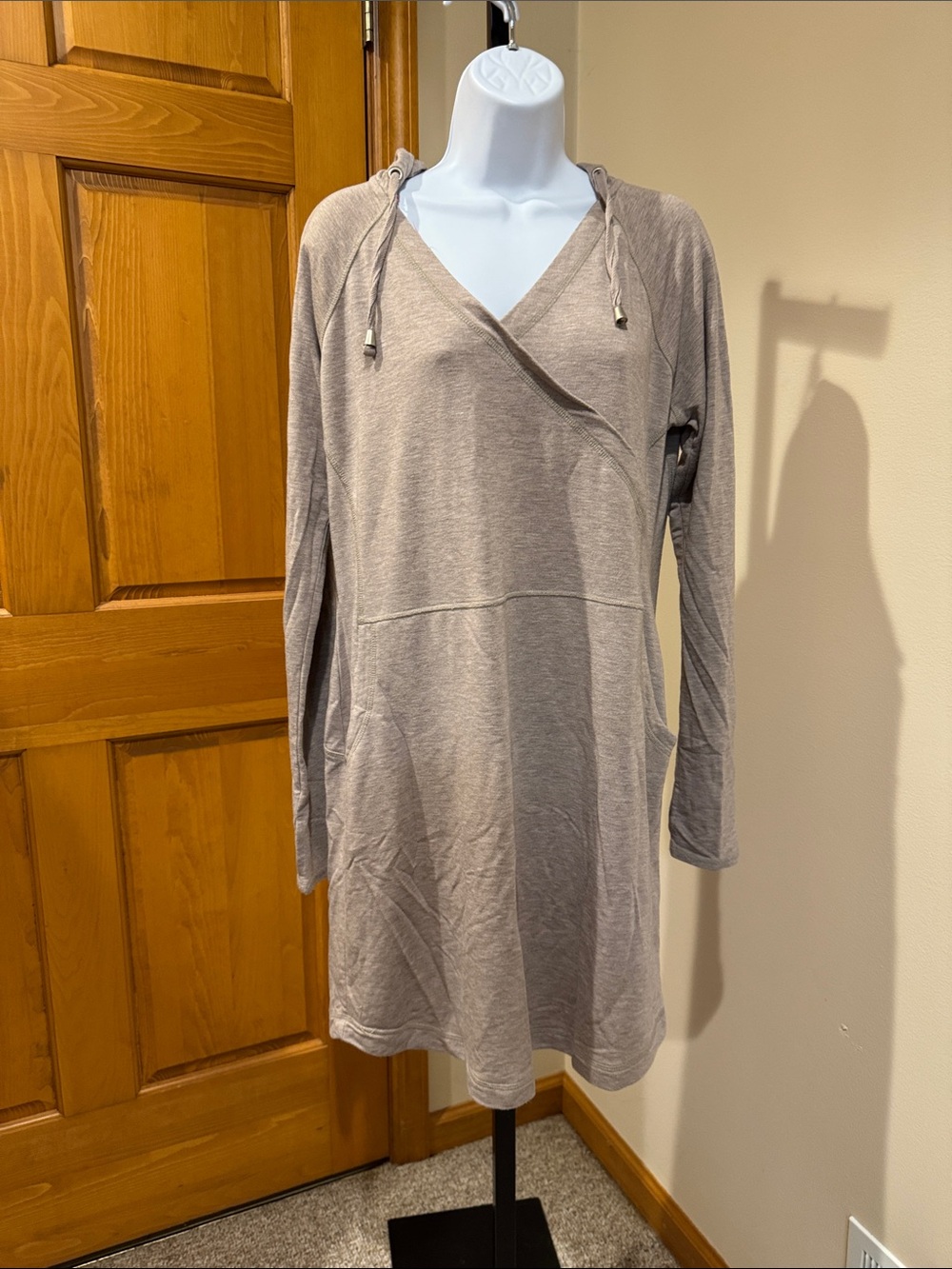 Dakini Taupe Hooded Midi Dress